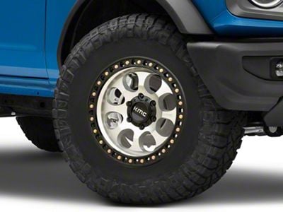 KMC Riot SBL Machined with Satin Black Lip 6-Lug Wheel; 17x8.5; 10mm Offset (21-25 Bronco, Excluding Raptor)