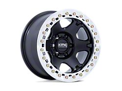 KMC VI Beadlock Satin Black with Machined Ring 6-Lug Wheel; 17x9; 1mm Offset (22-26 Bronco Raptor)
