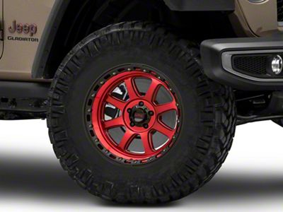 KMC Chase Candy Red with Black Lip Wheel; 17x9; -12mm Offset (20-25 Jeep Gladiator JT)