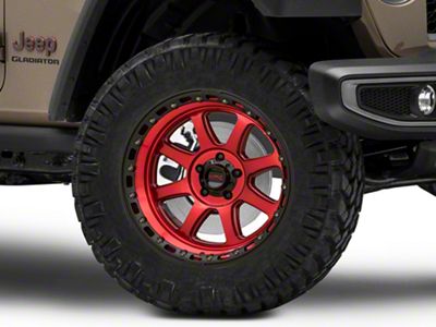 KMC Chase Candy Red with Black Lip Wheel; 20x9; 18mm Offset (20-25 Jeep Gladiator JT)