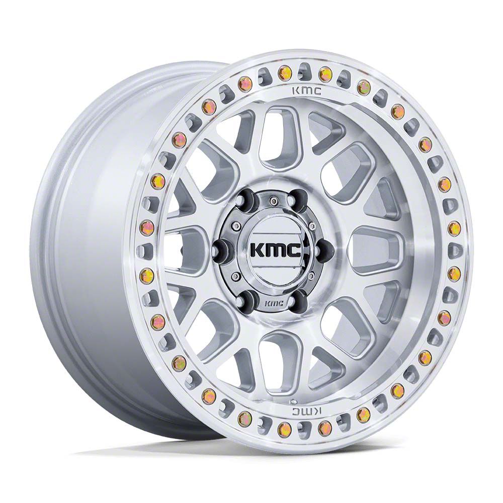 KMC Jeep Gladiator GRS Gloss Silver with Machined Face Wheel; 17x9