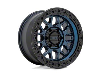 KMC GRS Midnight Blue with Gloss Black Lip Wheel; 17x9; -12mm Offset (20-25 Jeep Gladiator JT)