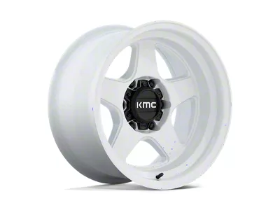 KMC Lobo Gloss White Wheel; 17x8.5; -10mm Offset (20-25 Jeep Gladiator JT)