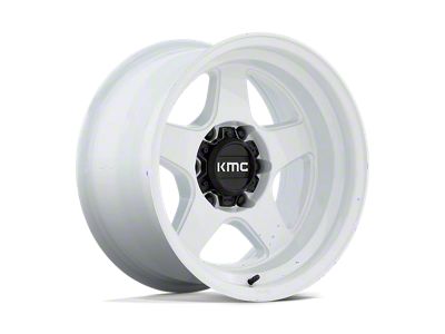 KMC Lobo Gloss White Wheel; 17x8.5; 18mm Offset (20-25 Jeep Gladiator JT)