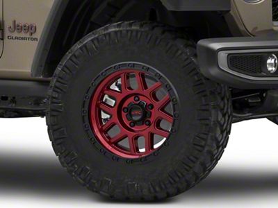 KMC Mesa Candy Red with Black Lip Wheel; 17x9; 18mm Offset (20-25 Jeep Gladiator JT)
