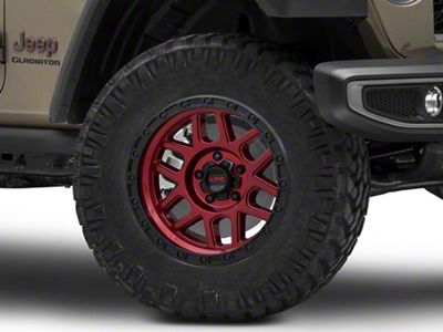 KMC Mesa Candy Red with Black Lip Wheel; 18x9; 18mm Offset (20-25 Jeep Gladiator JT)