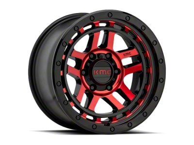 KMC Recon Gloss Black Machined with Red Tint Wheel; 17x8.5; 18mm Offset (20-25 Jeep Gladiator JT)