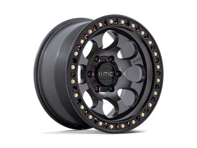 KMC Riot SBL Anthracite with Satin Black Lip Wheel; 17x9; -12mm Offset (20-25 Jeep Gladiator JT)