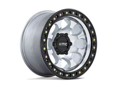 KMC Riot SBL Machined with Satin Black Lip Wheel; 17x9; -12mm Offset (20-25 Jeep Gladiator JT)
