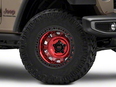 KMC Tank Beadlock Candy Red Wheel; 17x9; -15mm Offset (20-25 Jeep Gladiator JT)