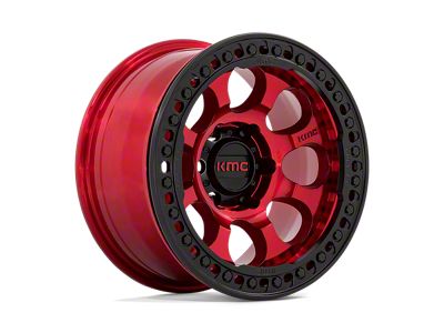 KMC Riot Beadlock Candy Red with Black Ring Wheel; 17x9; -38mm Offset (99-04 Jeep Grand Cherokee WJ)