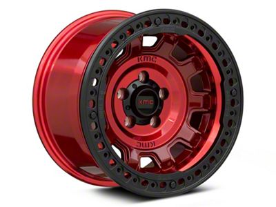 KMC Tank Beadlock Candy Red Wheel; 17x9; -15mm Offset (05-10 Jeep Grand Cherokee WK, Excluding SRT8)