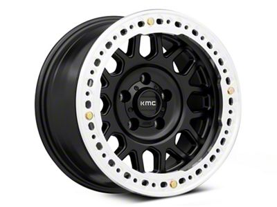 KMC Grenade Crawl Beadlock Satin Black Wheel; 17x8.5; 0mm Offset (99-04 Jeep Grand Cherokee WJ)