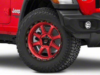 KMC Chase Candy Red with Black Lip Wheel; 20x9; 18mm Offset (18-25 Jeep Wrangler JL)