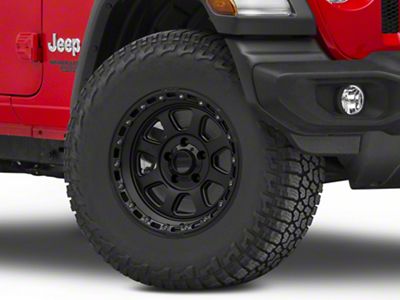 KMC Chase Satin Black with Gloss Black Lip Wheel; 17x9; -12mm Offset (18-25 Jeep Wrangler JL)