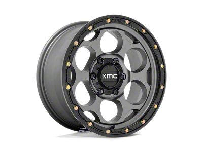 KMC Dirty Harry Satin Gray with Black Lip Wheel; 18x8.5; 18mm Offset (18-25 Jeep Wrangler JL)