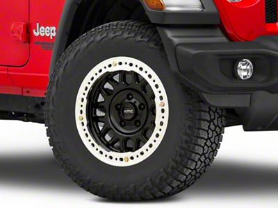 KMC Grenade Crawl Beadlock Satin Black Wheel; 17x8.5; 0mm Offset (18-25 Jeep Wrangler JL)