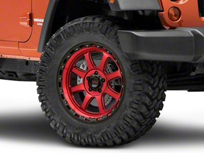 KMC Chase Candy Red with Black Lip Wheel; 20x9; 0mm Offset (07-18 Jeep Wrangler JK)