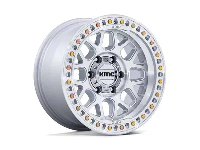 KMC GRS Gloss Silver with Machined Face Wheel; 17x9; 18mm Offset (07-18 Jeep Wrangler JK)