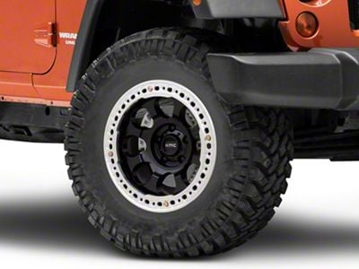 KMC Riot Beadlock Satin Black with Machined Ring Wheel; 17x8.5; 0mm Offset (07-18 Jeep Wrangler JK)