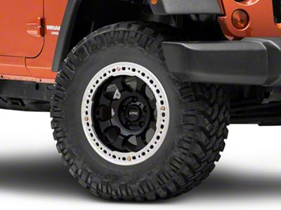 KMC Riot Beadlock Satin Black with Machined Ring Wheel; 17x9; -38mm Offset (07-18 Jeep Wrangler JK)