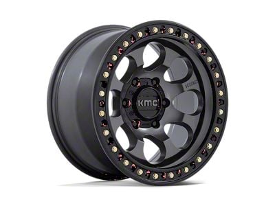 KMC Riot SBL Anthracite with Satin Black Lip Wheel; 17x8.5; 10mm Offset (07-18 Jeep Wrangler JK)