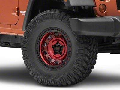 KMC Tank Beadlock Candy Red Wheel; 17x9; -38mm Offset (07-18 Jeep Wrangler JK)