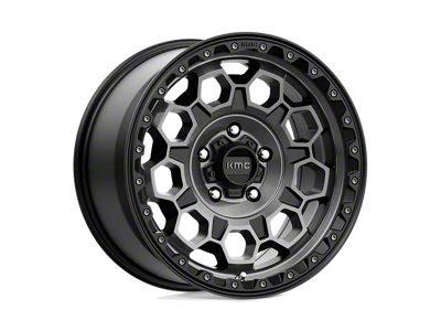 KMC Trek Satin Black with Gray Tint Wheel; 17x9; 18mm Offset (07-18 Jeep Wrangler JK)