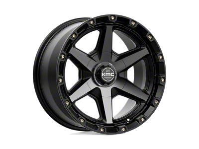 KMC Tempo Satin Black with Gray Tint Wheel; 17x9; 0mm Offset (18-25 Jeep Wrangler JL)