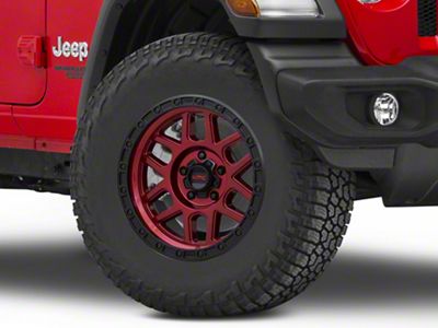 KMC Mesa Candy Red with Black Lip Wheel; 17x8.5; 0mm Offset (18-25 Jeep Wrangler JL)