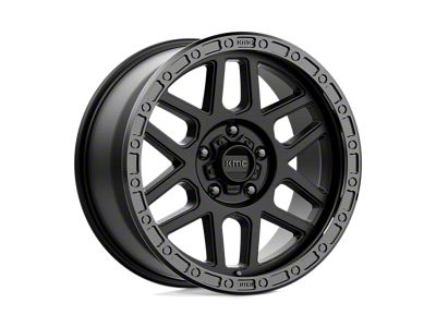 KMC Mesa Satin Black with Gloss Black Lip Wheel; 17x9; 18mm Offset (18-25 Jeep Wrangler JL)