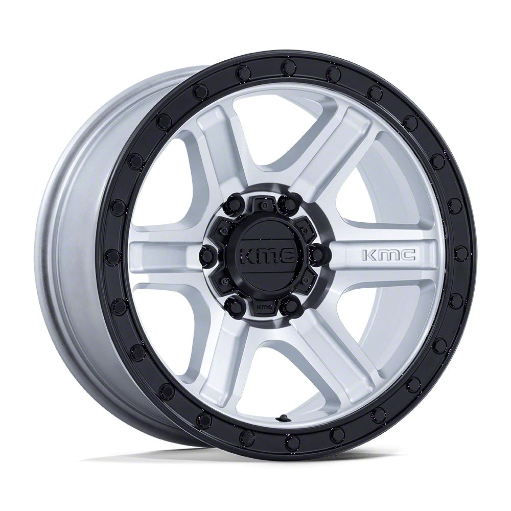 KMC Jeep Wrangler Outrun Machined with Gloss Black Lip Wheel; 18x9; 18mm Offset KM551DB18905018