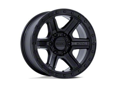 KMC Outrun Matte Black with Gloss Black Lip Wheel; 17x8.5; 18mm Offset (18-25 Jeep Wrangler JL)