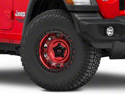 KMC Tank Beadlock Candy Red Wheel; 17x9; -15mm Offset (18-25 Jeep Wrangler JL)