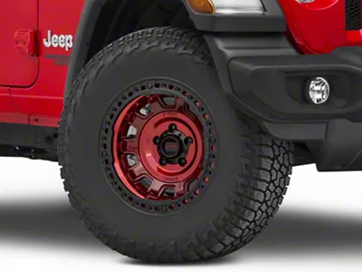 KMC Tank Beadlock Candy Red Wheel; 17x9; -38mm Offset (18-25 Jeep Wrangler JL)