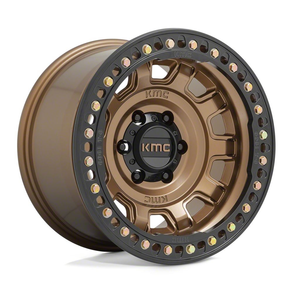 KMC Jeep Wrangler Tank Beadlock Matte Bronze Wheel; 17x9; -15mm