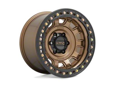 KMC Tank Beadlock Matte Bronze Wheel; 17x9; -38mm Offset (18-25 Jeep Wrangler JL)