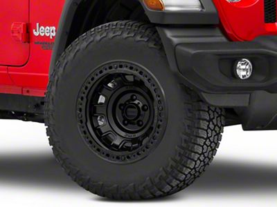 KMC Tank Beadlock Satin Black Wheel; 17x9; -38mm Offset (18-25 Jeep Wrangler JL)