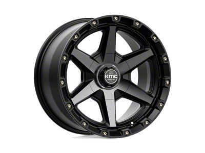 KMC Tempo Satin Black with Gray Tint Wheel; 17x9; -12mm Offset (18-25 Jeep Wrangler JL)