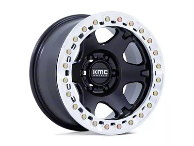 KMC VI Beadlock Satin Black with Machined Ring Wheel; 17x9; -38mm Offset (18-25 Jeep Wrangler JL)