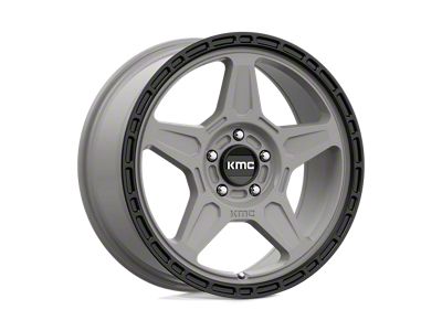 KMC Alpine Satin Gray with Black Lip Wheel; 18x8; 38mm Offset (87-95 Jeep Wrangler YJ)