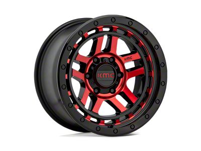 KMC Recon Gloss Black Machined with Red Tint 6-Lug Wheel; 17x9; -12mm Offset (24-25 Tacoma)