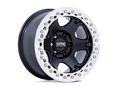 KMC VI Beadlock Satin Black with Machined Ring 6-Lug Wheel; 17x9; -38mm Offset (24-25 Tacoma)