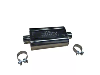 Kooks 12-Inch Polished Stainless Steel Center/Center Oval Clamp-In Muffler; 2.50-Inch Inlet/2.50-Inch Outlet (Universal; Some Adaptation May Be Required)