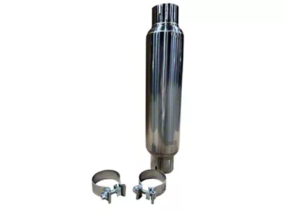 Kooks 14-Inch Polished Stainless Steel Round Clamp-In Muffler; 3-Inch Inlet/3-Inch Outlet (Universal; Some Adaptation May Be Required)