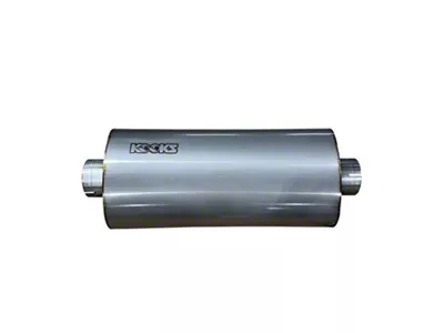 Kooks 18-Inch Polished Stainless Steel Center/Center Oval Clamp-In Muffler; 3-Inch Inlet/3-Inch Outlet (Universal; Some Adaptation May Be Required)