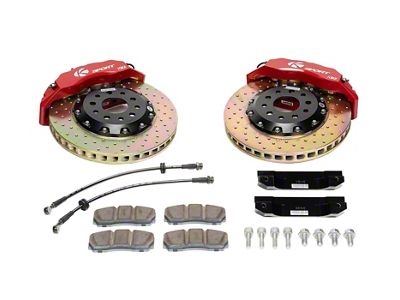 Ksport Supercomp 8-Piston Front Big Brake Kit with 15.70-Inch Drilled Rotors; Orange Calipers (07-13 Jeep Wrangler JK)