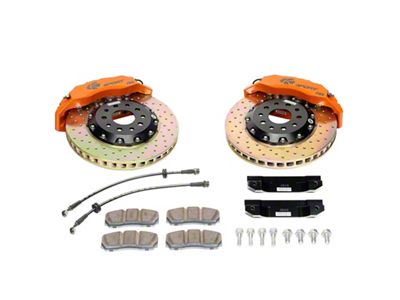 Ksport Procomp 8-Piston Front Big Brake Kit with 14-Inch Drilled Rotors; Orange Calipers (07-13 2WD Tundra)