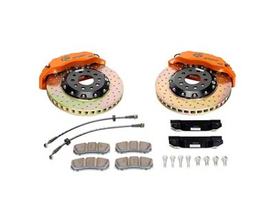 Ksport Slimline 3-Piston Front Big Brake Kit with 13.80-Inch Drilled Rotors; Orange Calipers (07-13 2WD Tundra)