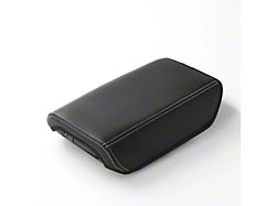 Kustom Interior Premium Artificial Leather Center Console Lid Armrest Cover; Black with White Stitching (21-26 Bronco)